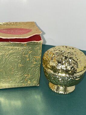 Vintage Avon First Christmas Perfumed Candle Gold Pedestal w/ Box
